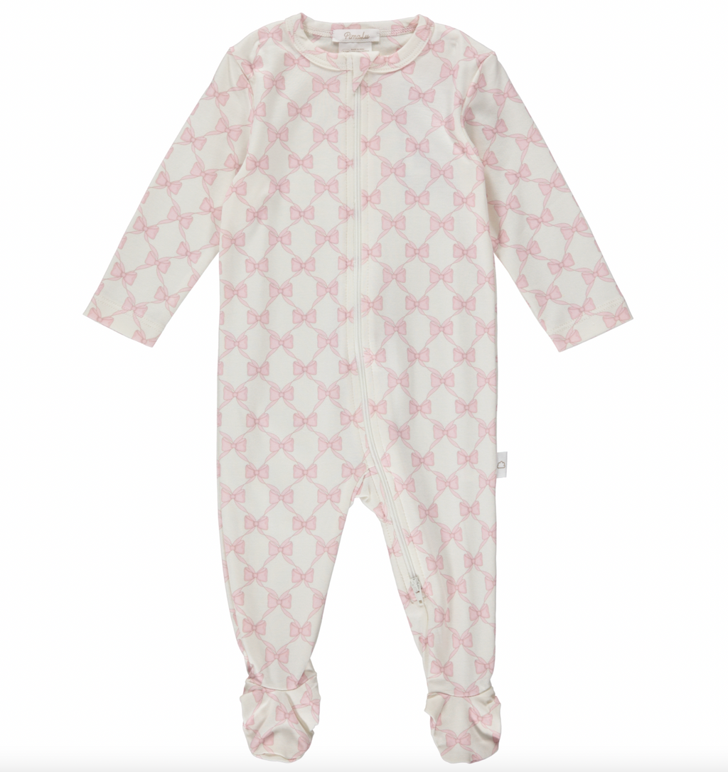 Pimalu Zip Footie in Bows