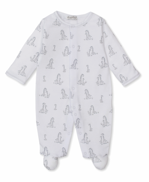 Kissy Kissy Snap Front Footie in Silver Giraffe Grace