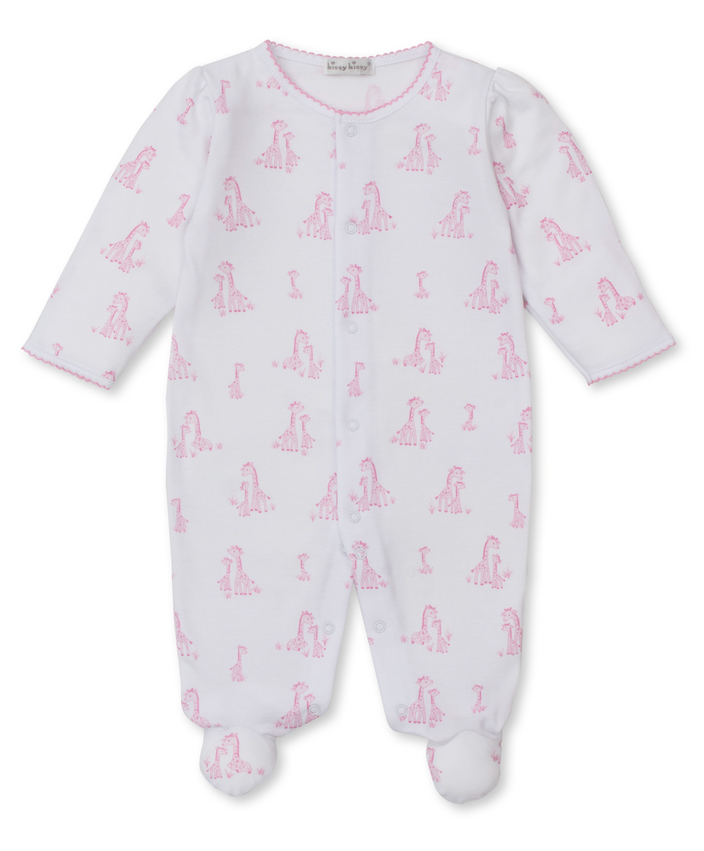 Kissy Kissy Snap Front Footie in Pink Giraffe Grace