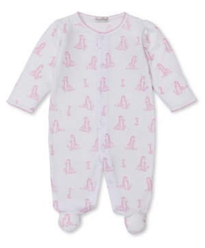 Kissy Kissy Snap Front Footie in Pink Giraffe Grace