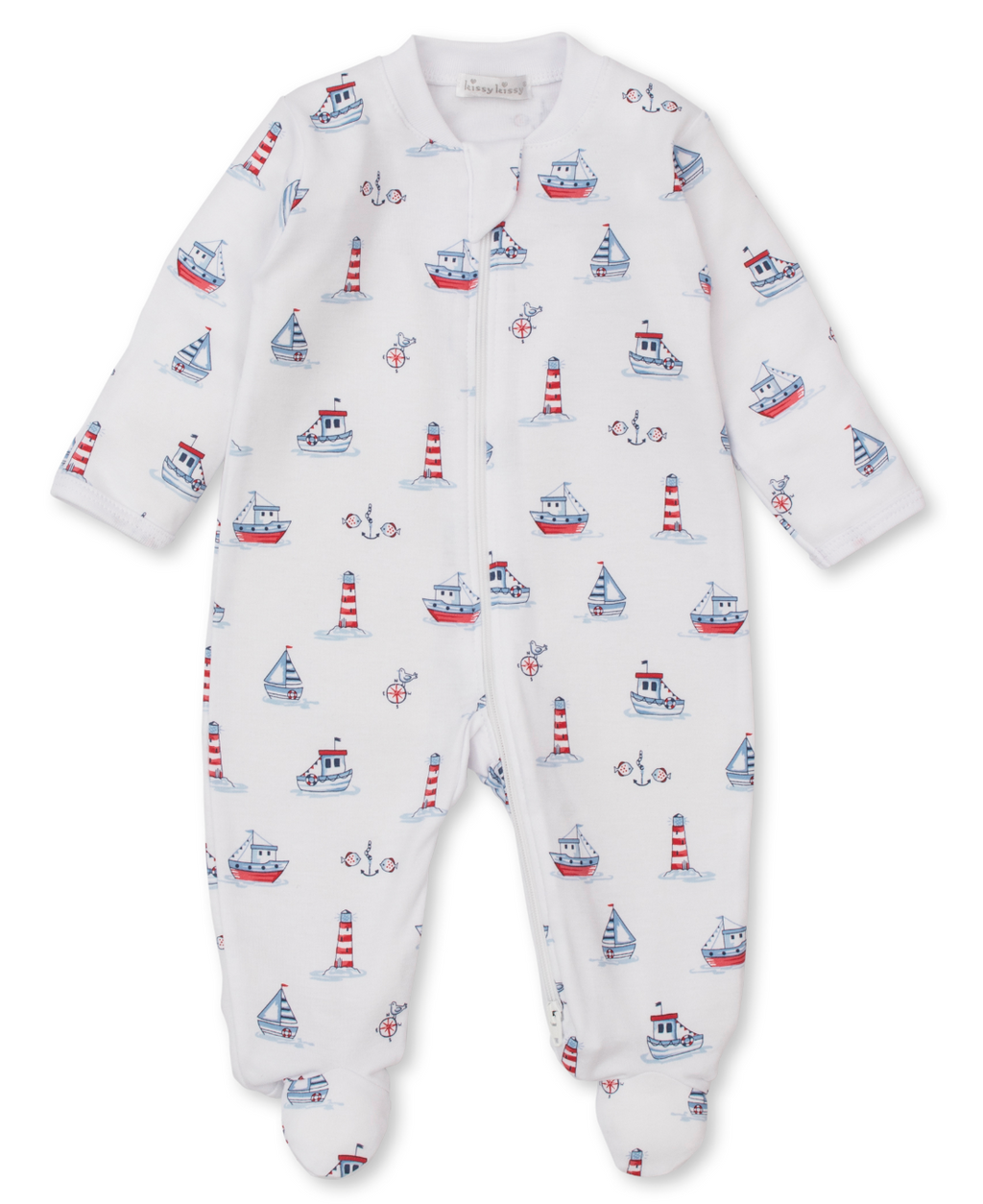 Kissy Kissy Zip Footie in Seas the Day