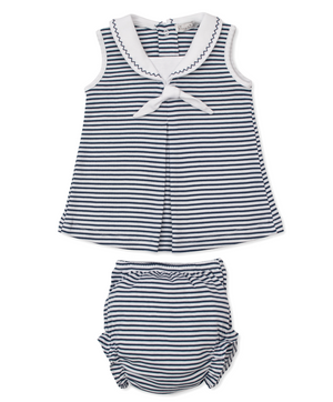 Kissy Kissy Navy Striped Dress Set in Bold Stripes & Bright Stars