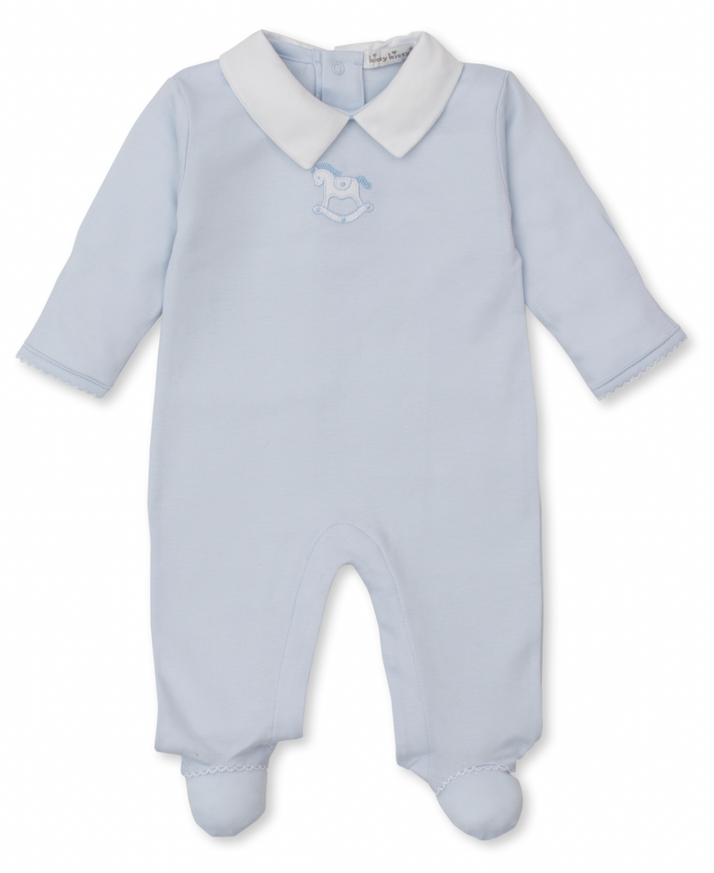 Kissy Kissy  Collar Footie in Blue Riding Rockers