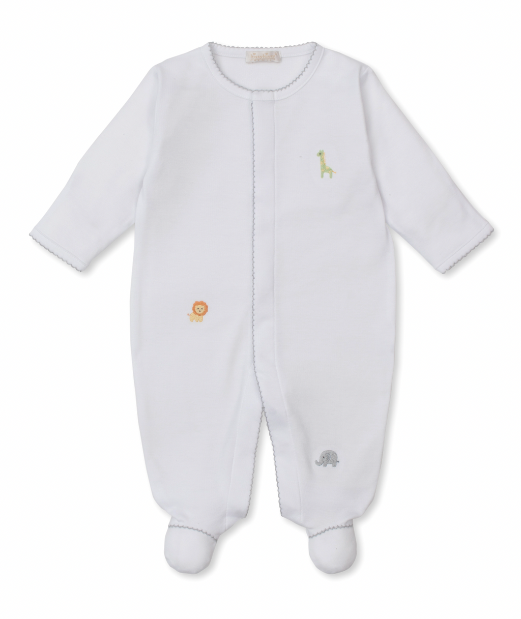 Kissy Kissy Snap Footie with Hand Embroidery in Safari Wild