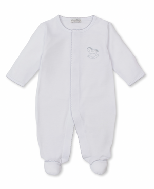 Kissy Kissy Snap Footie in White Riding Rockers
