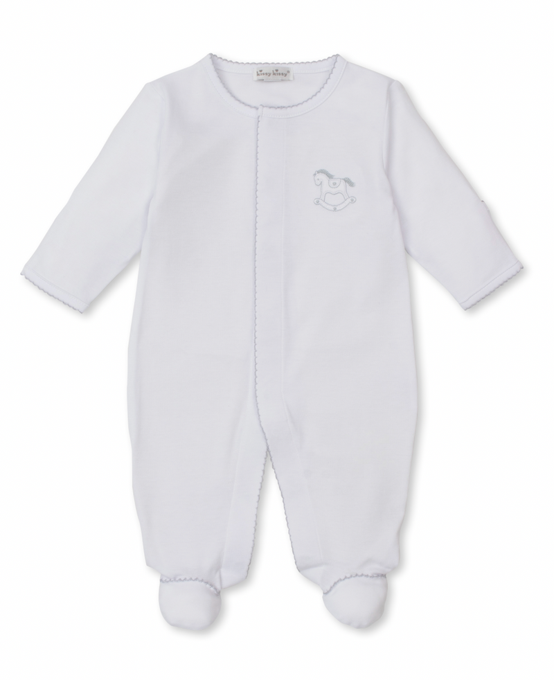 Kissy Kissy Snap Footie in White Riding Rockers