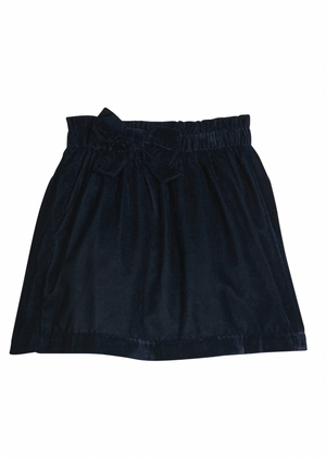 Little English Paperbag Bow Skirt in Navy Velvet