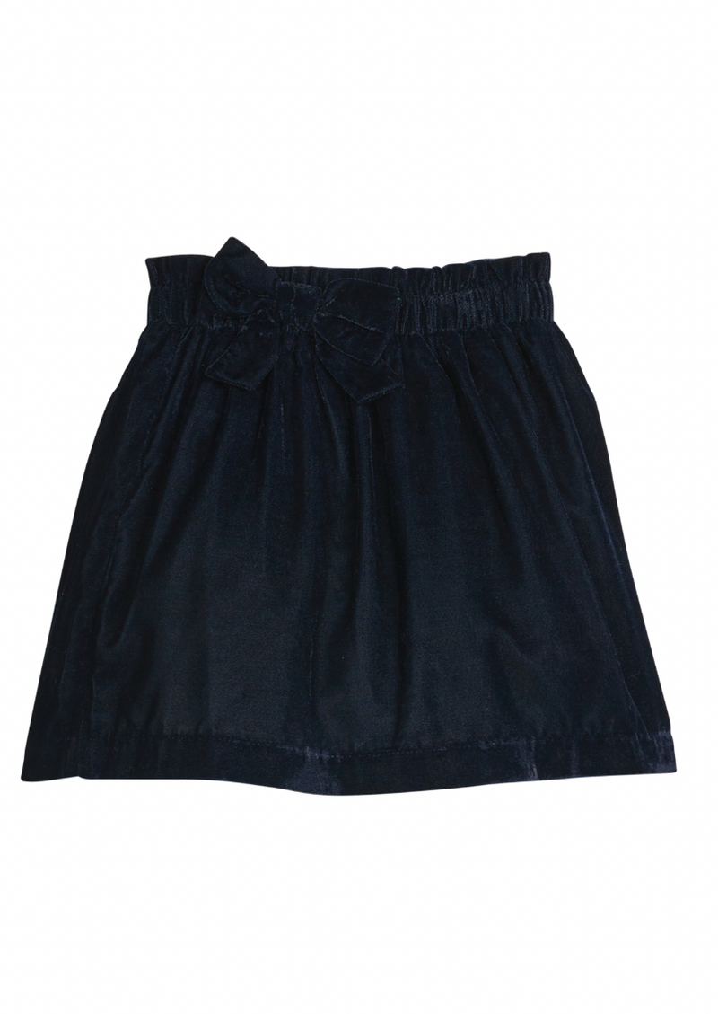 Little English Paperbag Bow Skirt in Navy Velvet