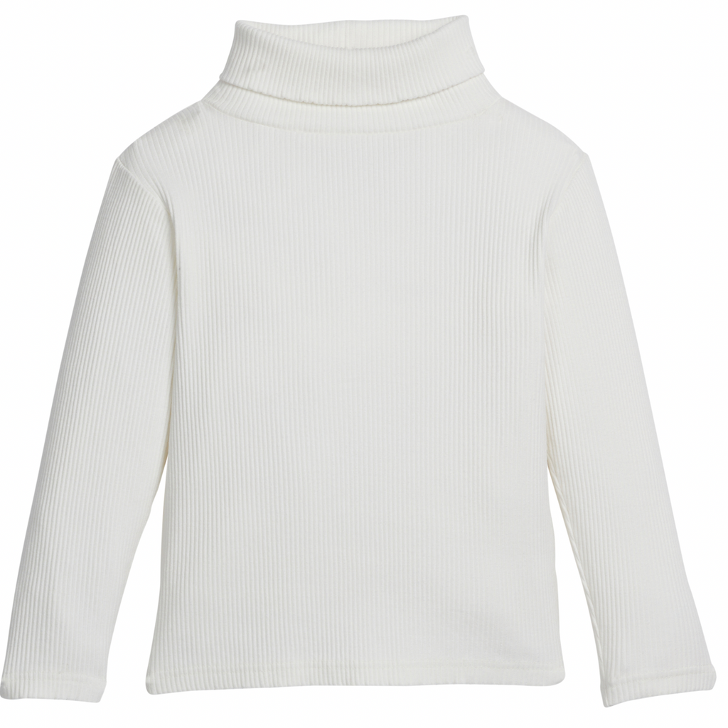 Little English Ribbed Turtleneck in Ivory