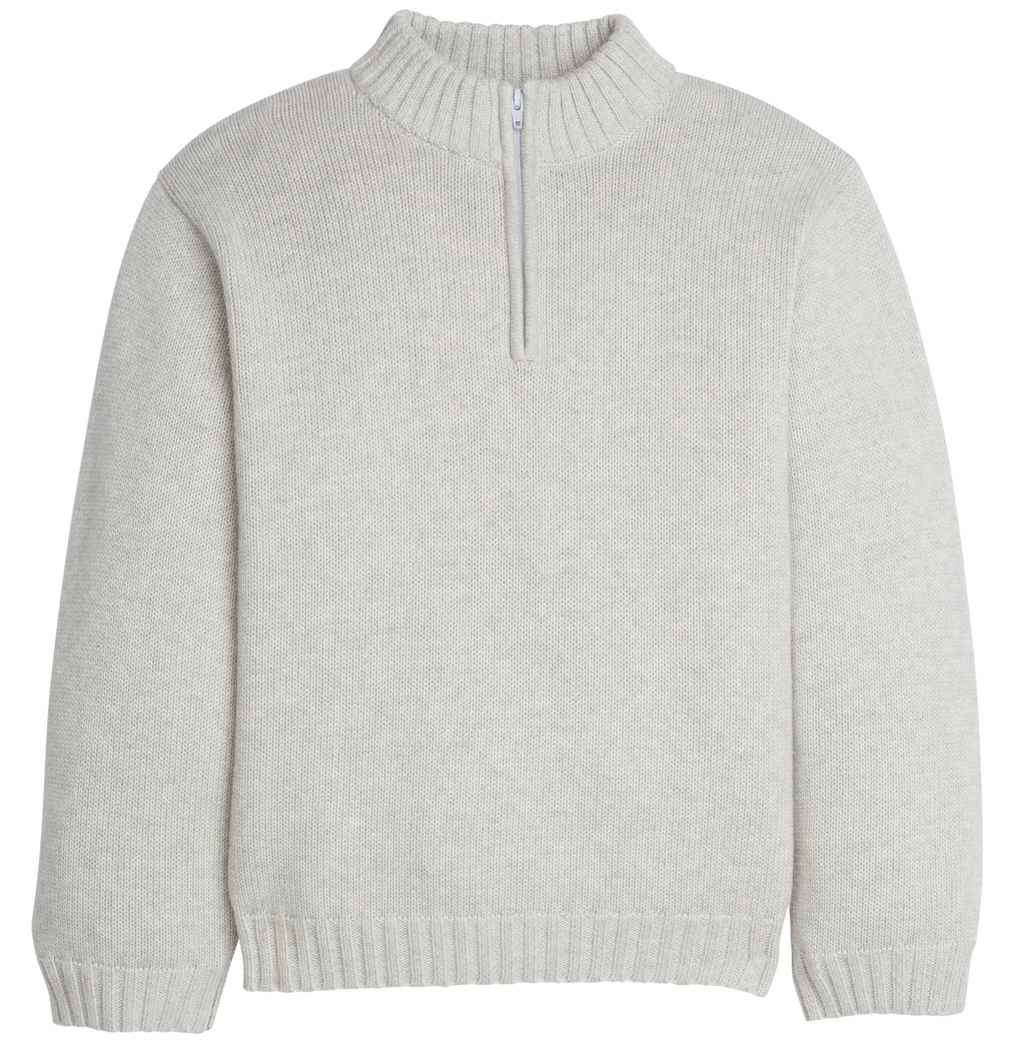 Little English Quarter Zip Sweater in Gray