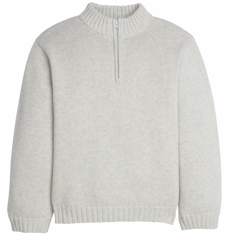 Little English Quarter Zip Sweater in Gray