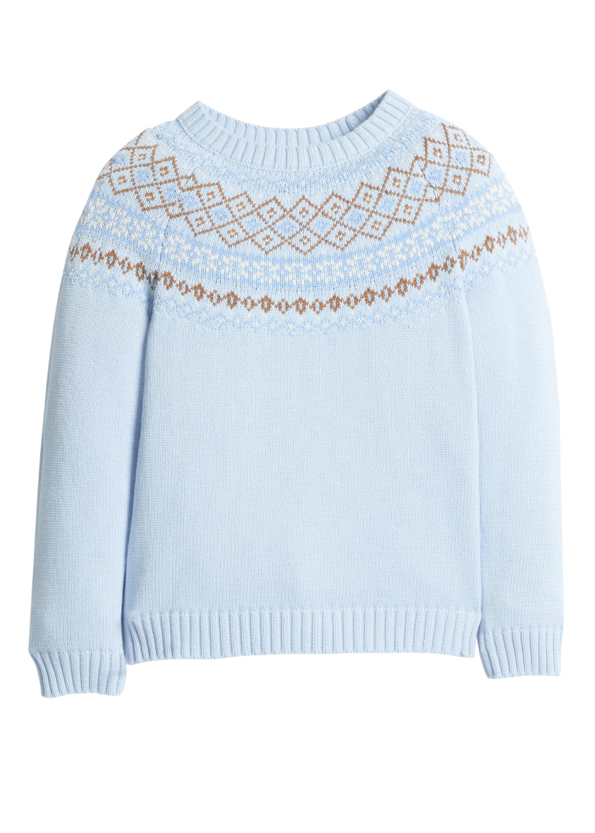 Little English Winthrop Fairisle Sweater in Light Blue