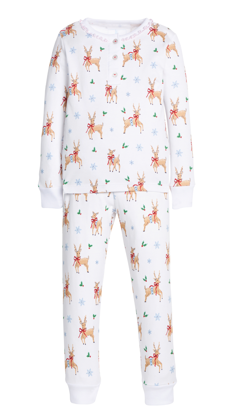 Little English Ruffled Pajamas in Reindeer Games