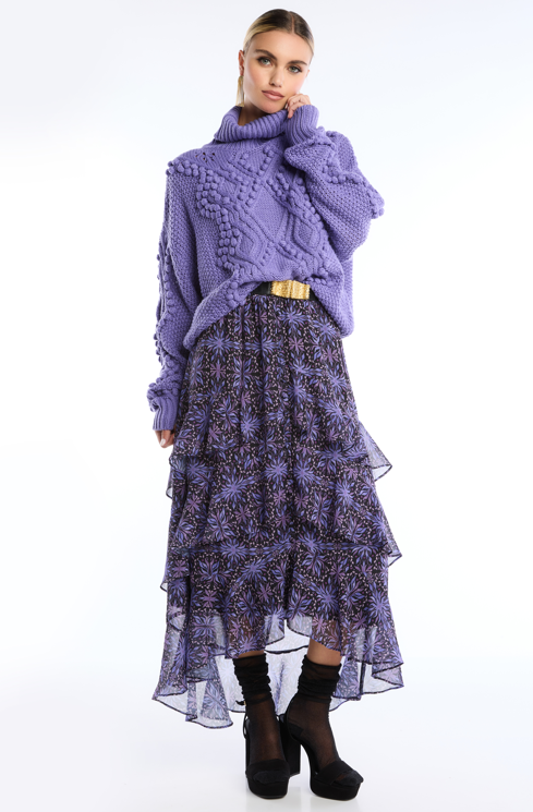 Allison Ella Midi Skirt in Purple Kaleidoscope