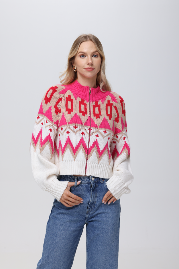 525 America Victoria Fair Isle Bomber Jacket in Cabaret Multi