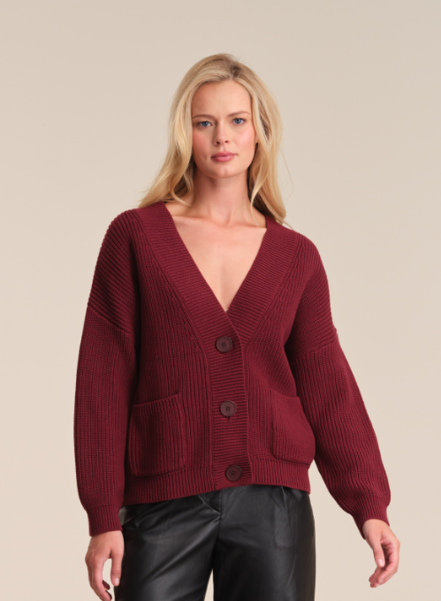 525 America Relaxed Pocket Cardigan in Oxblood