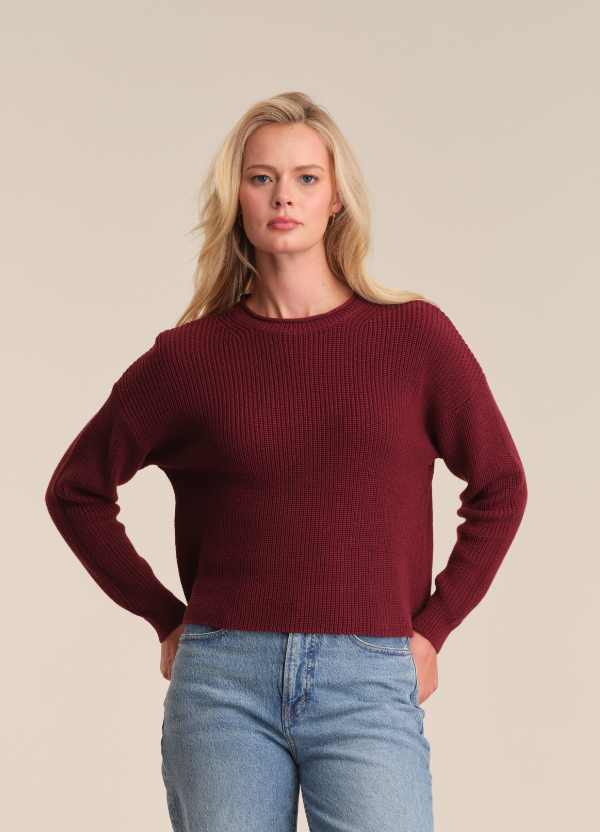 525 America Daphne Cropped Pullover in Oxblood