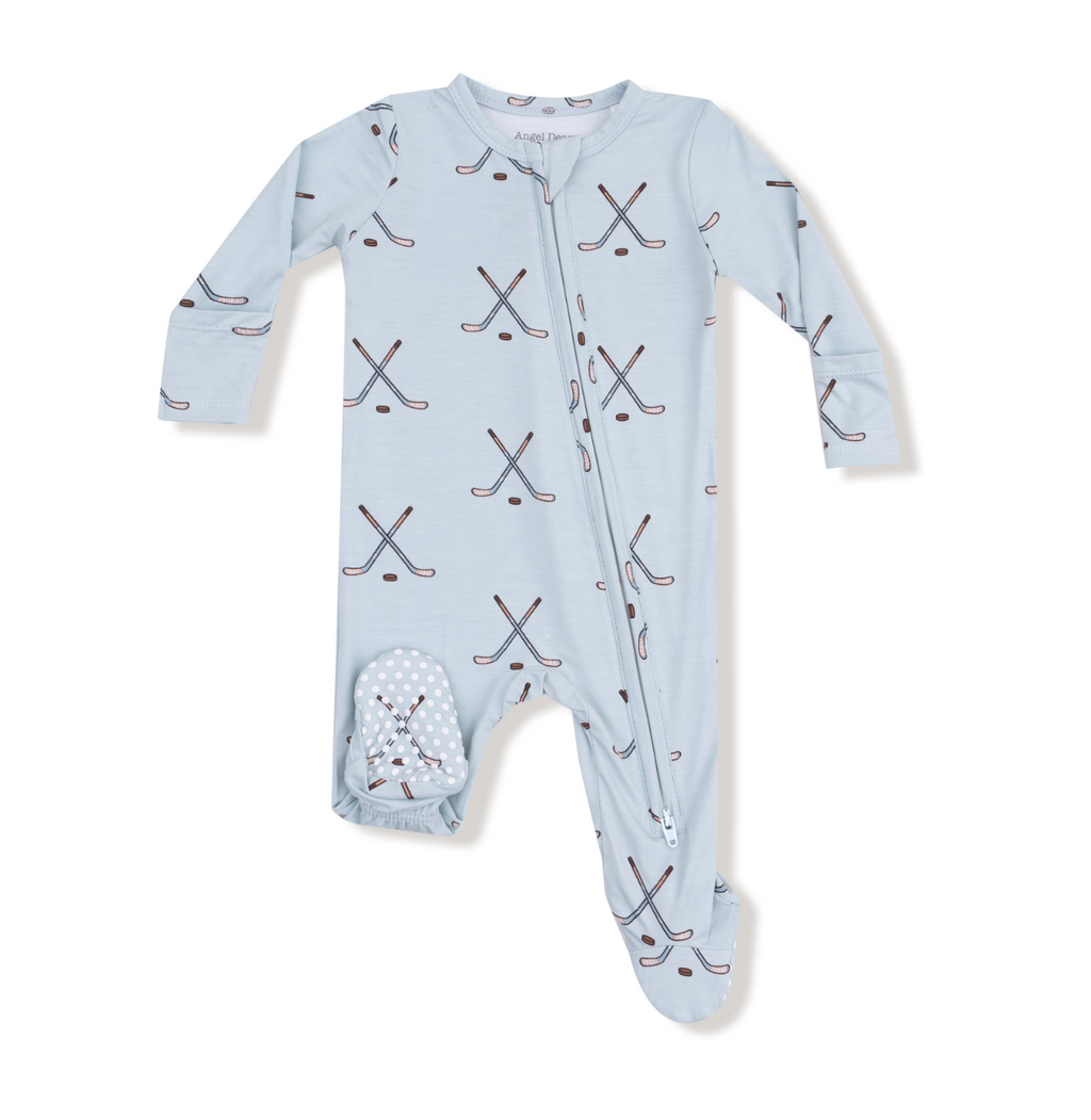 Angel Dear 2 Way Zipper Footie in Hockey
