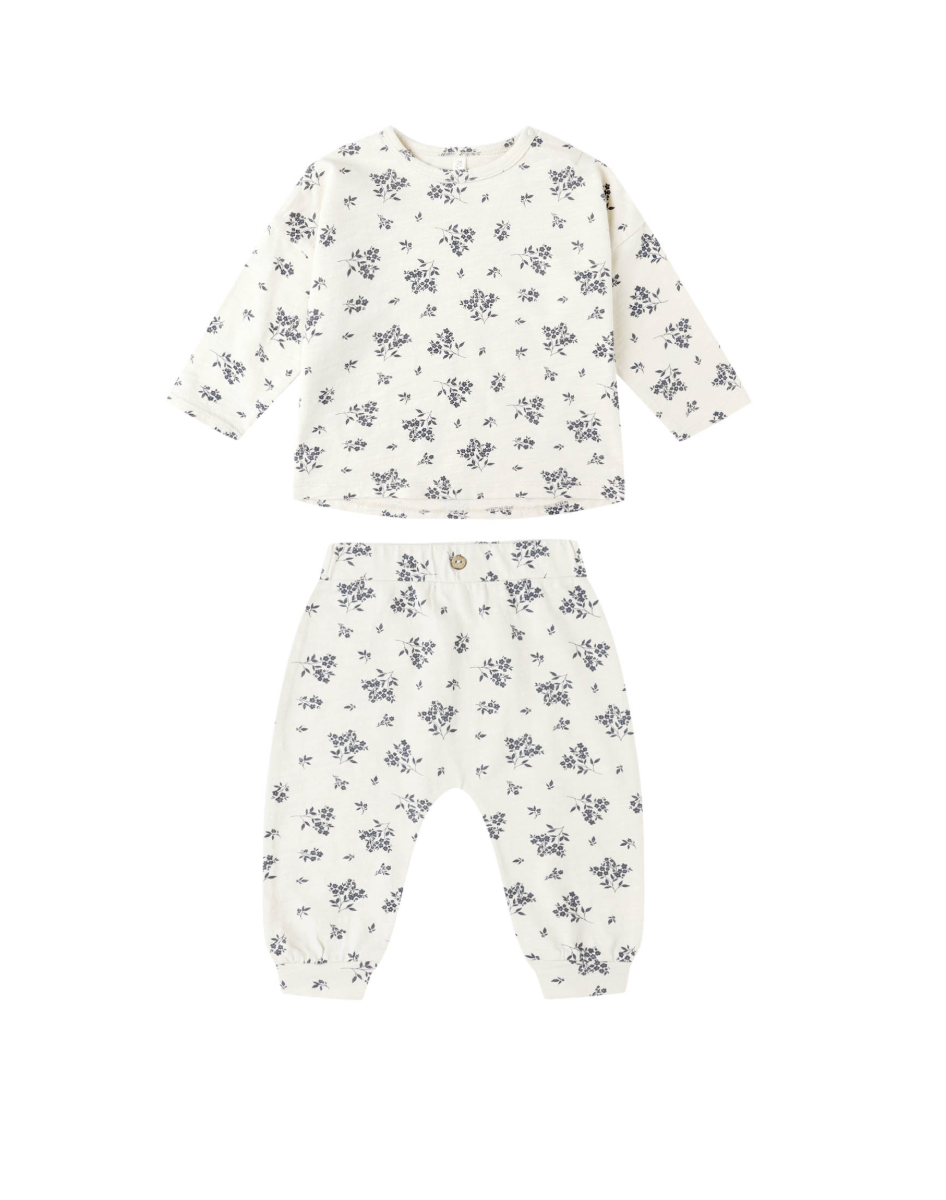 Rylee + Cru Tee/Pant Set in Blue Floral