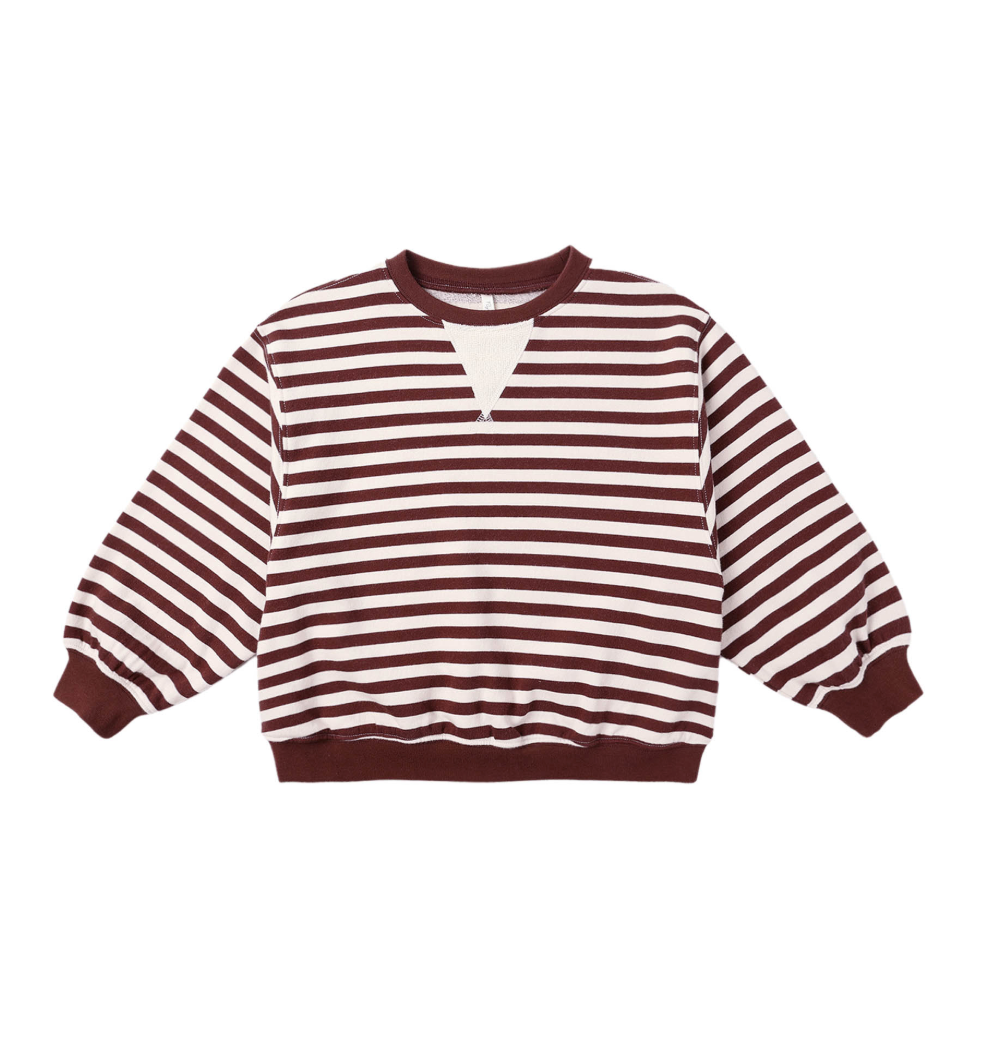 Rylee + Cru Oversized Crew in Burgundy Stripe