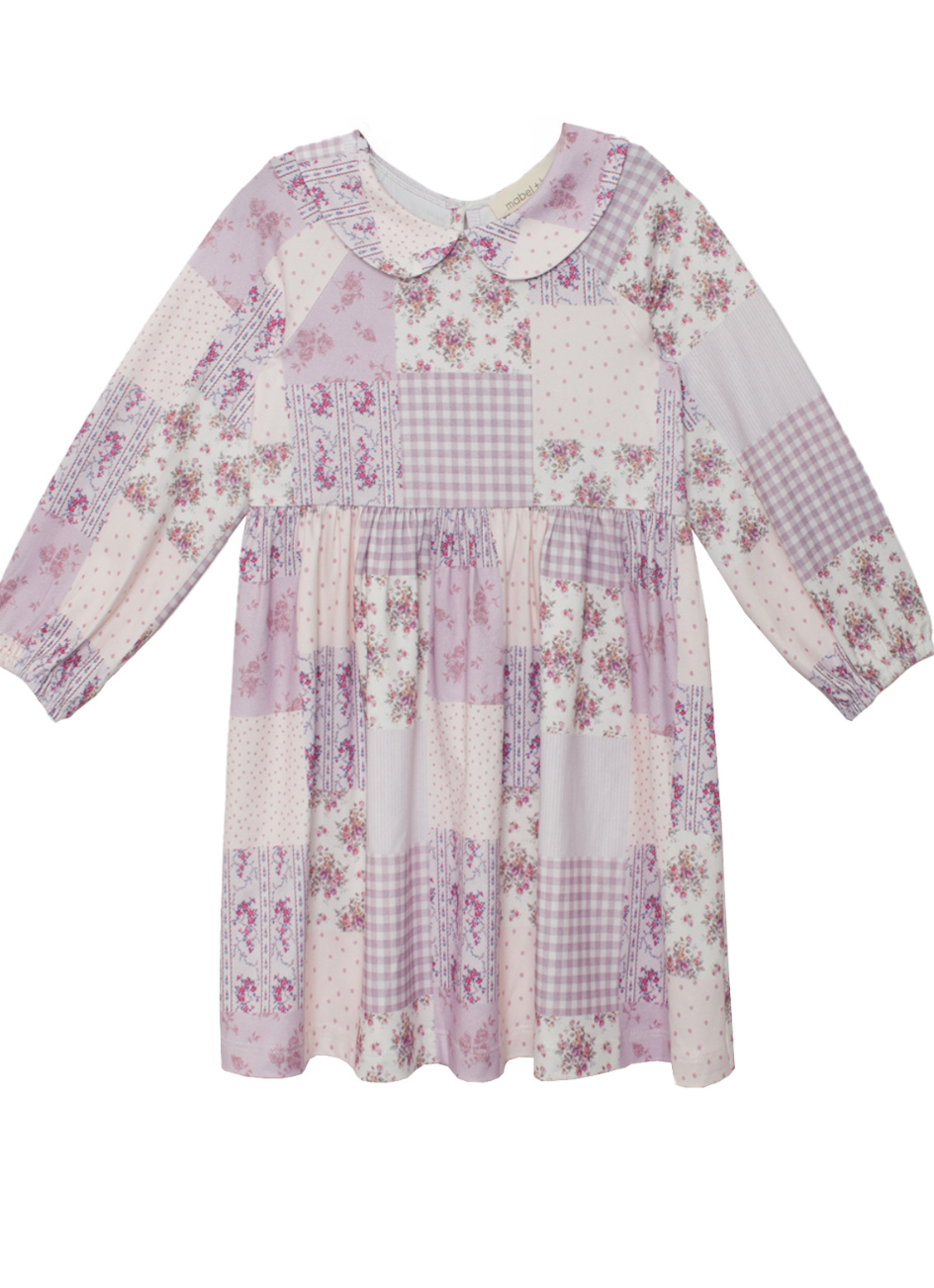 Mabel and Honey Liliana Dress in Purple Patchwork