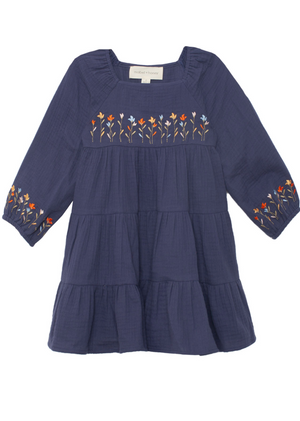 Mabel and Honey Clara Dress in Navy Flower Garden