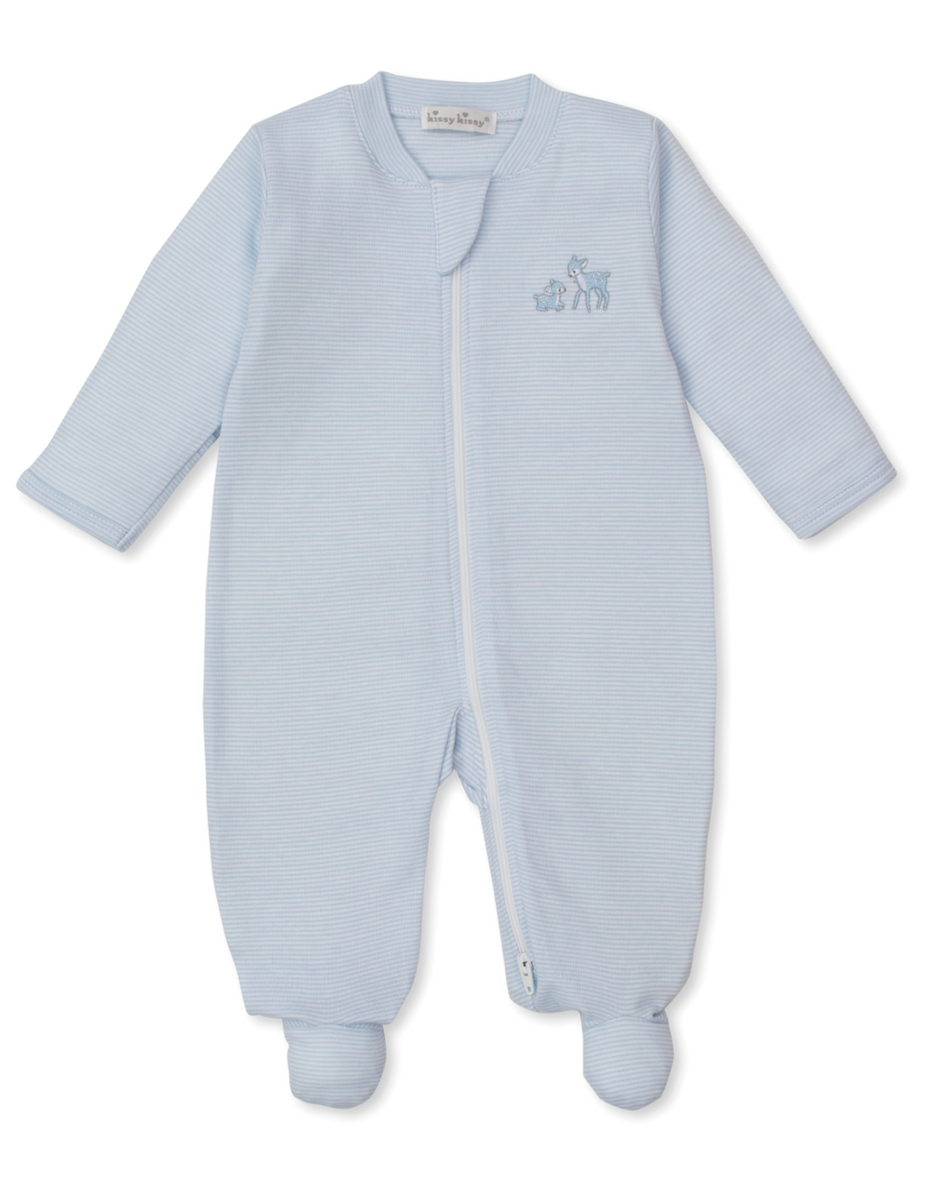 Kissy Kissy Zip Footie in Blue Forest Fanfare