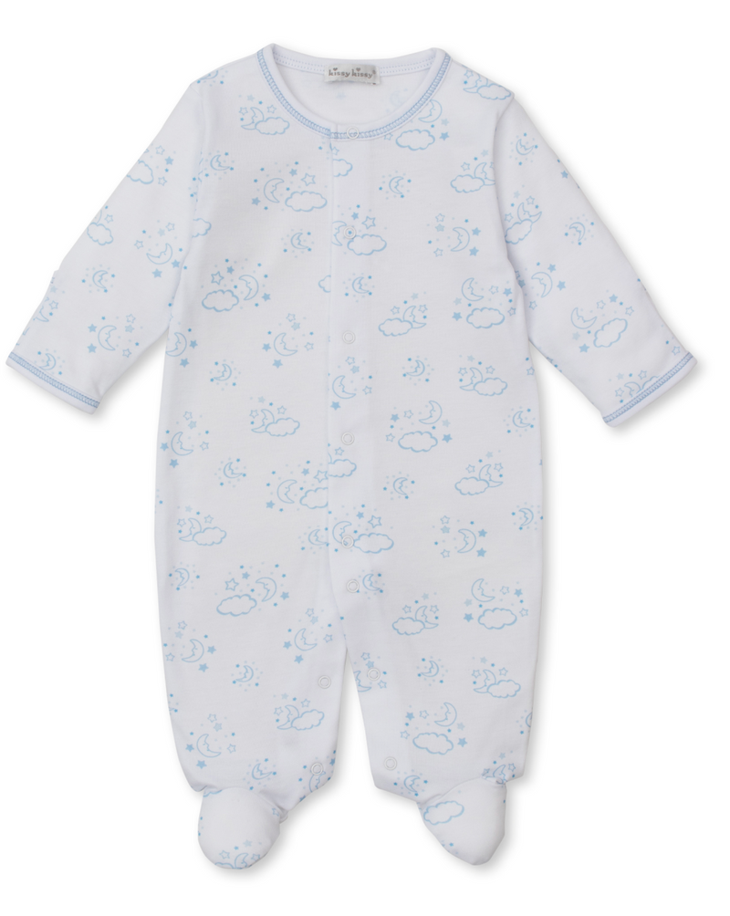 Kissy Kissy Snap Footie in Blue Cheerful Good Night