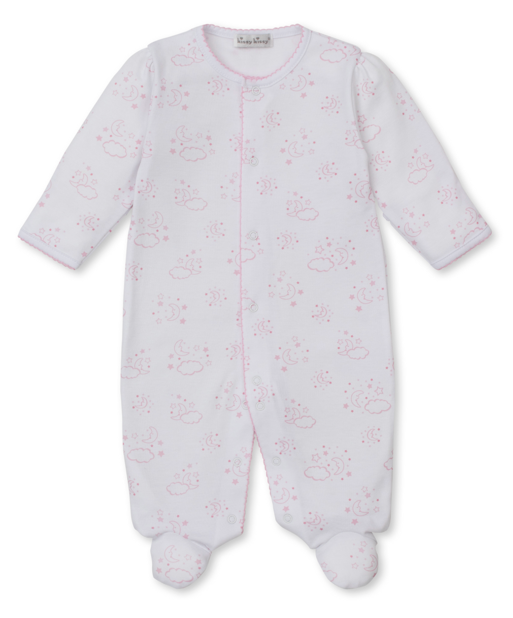 Kissy Kissy Snap Footie in Pink Cheerful Good Night