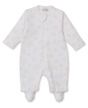 Kissy Kissy Jacquard Zip Footie in Pink Cheerful Good Night