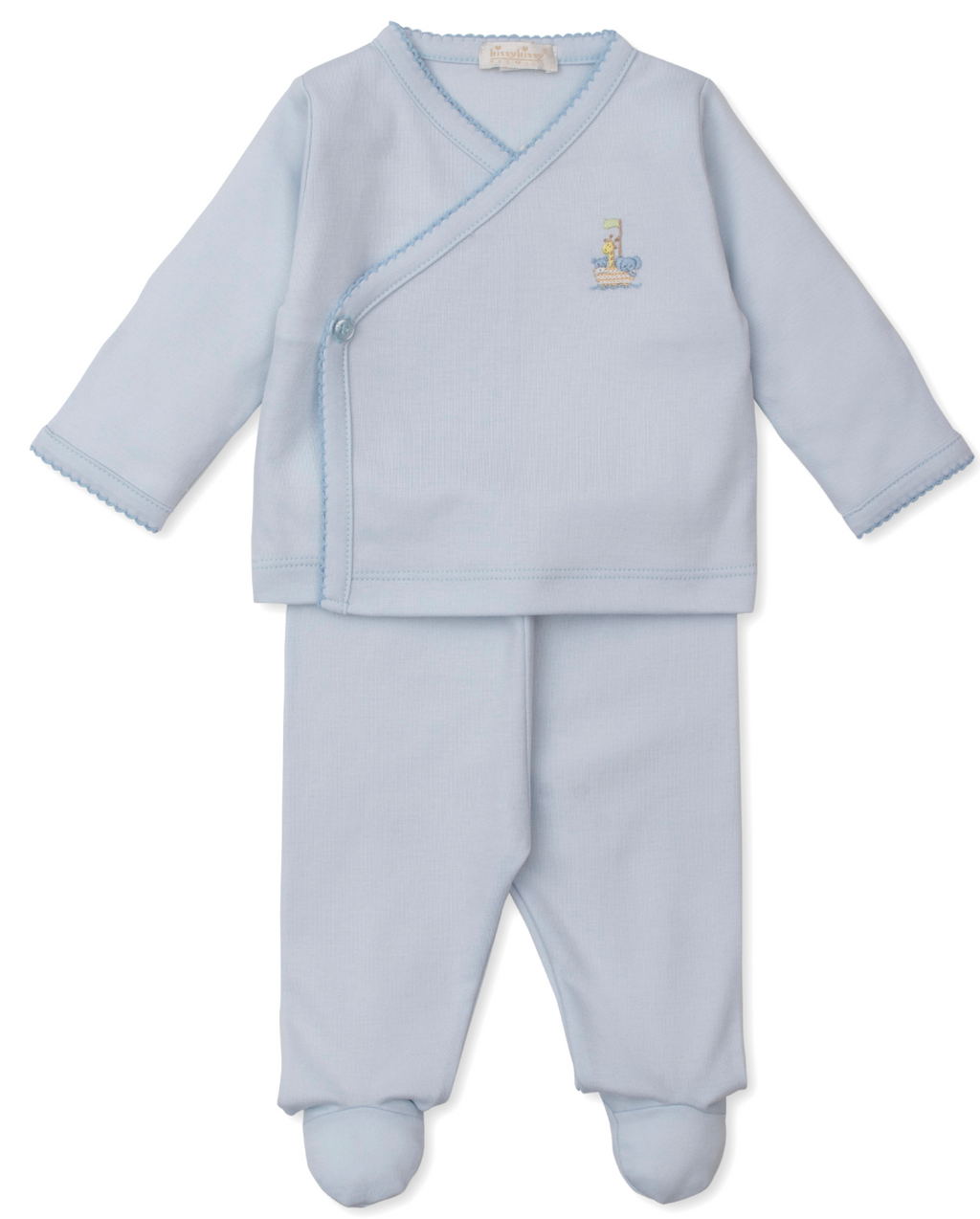Kissy Kissy Footed Pant Set in Blue Premier Noah's Ark