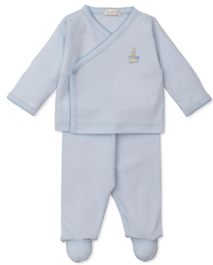 Kissy Kissy Footed Pant Set in Blue Premier Noah's Ark