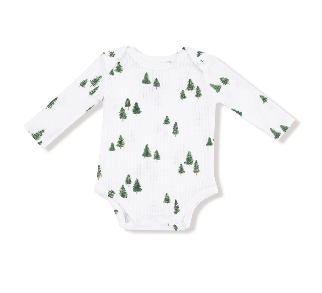 Angel Dear Waffle Lap Shoulder Bodysuit in Tiny Forest