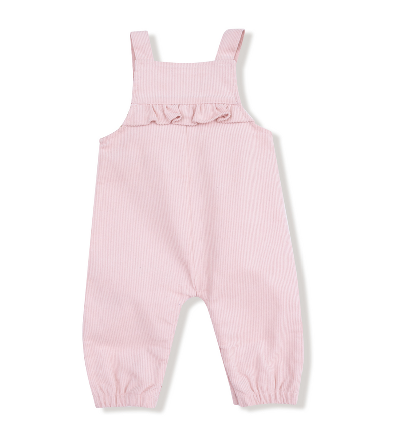 Angel Dear Front Ruffle Overall in Veiled Pink