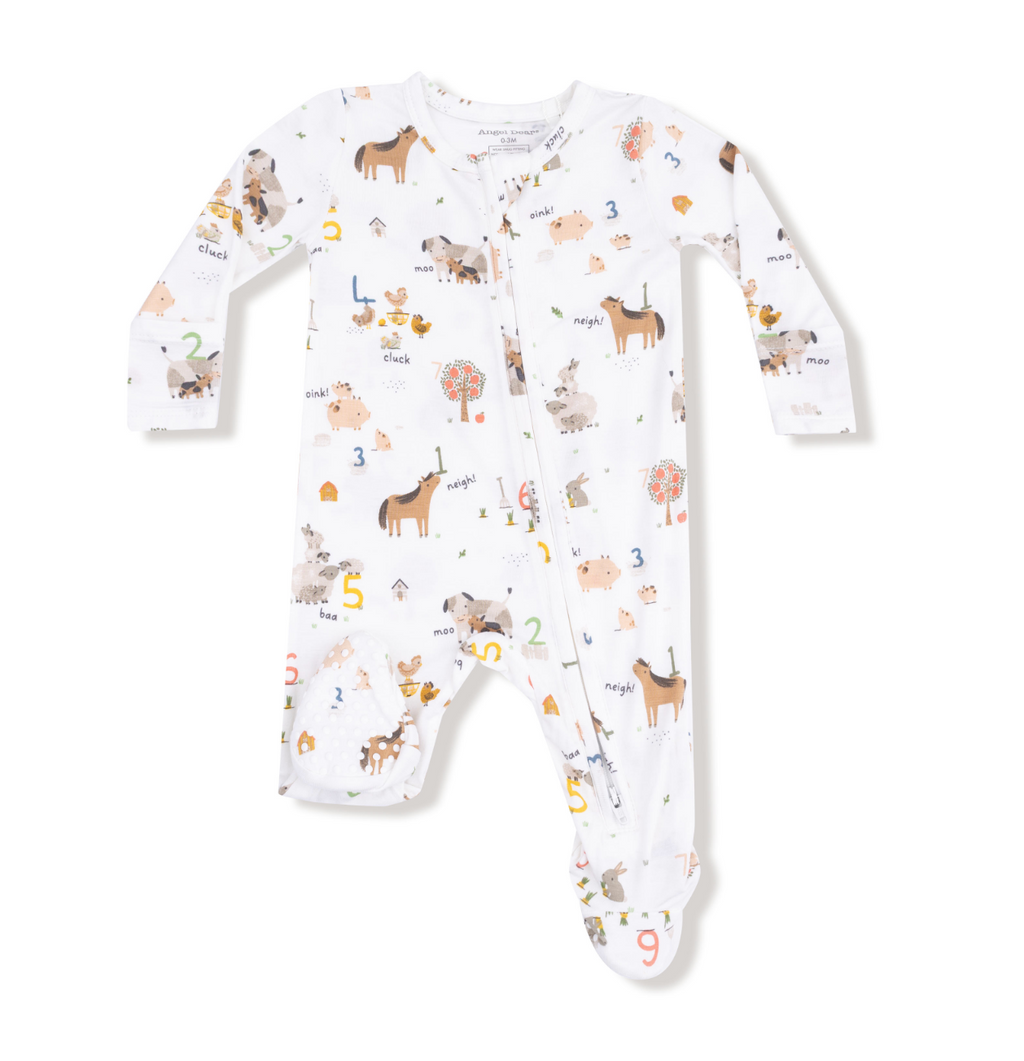 Angel Dear 2 Way Zipper Footie in Farm Sounds