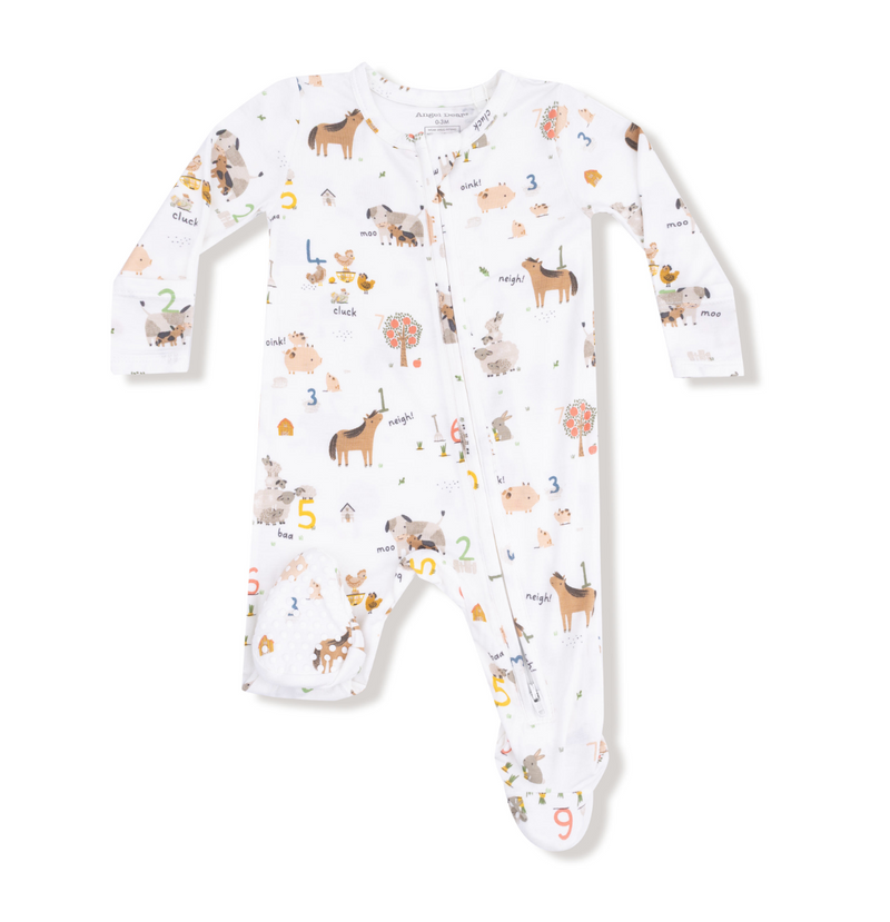 Angel Dear 2 Way Zipper Footie in Farm Sounds