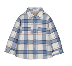 Mayoral Fur Lined Shirt in Iceberg Plaid