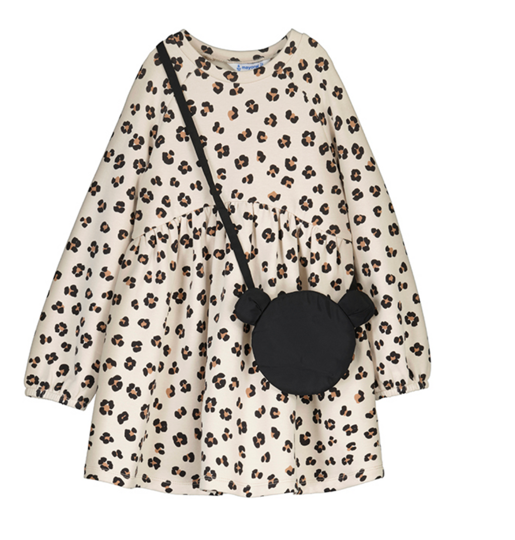 Mayoral Fleece Dress in Cheetah Print