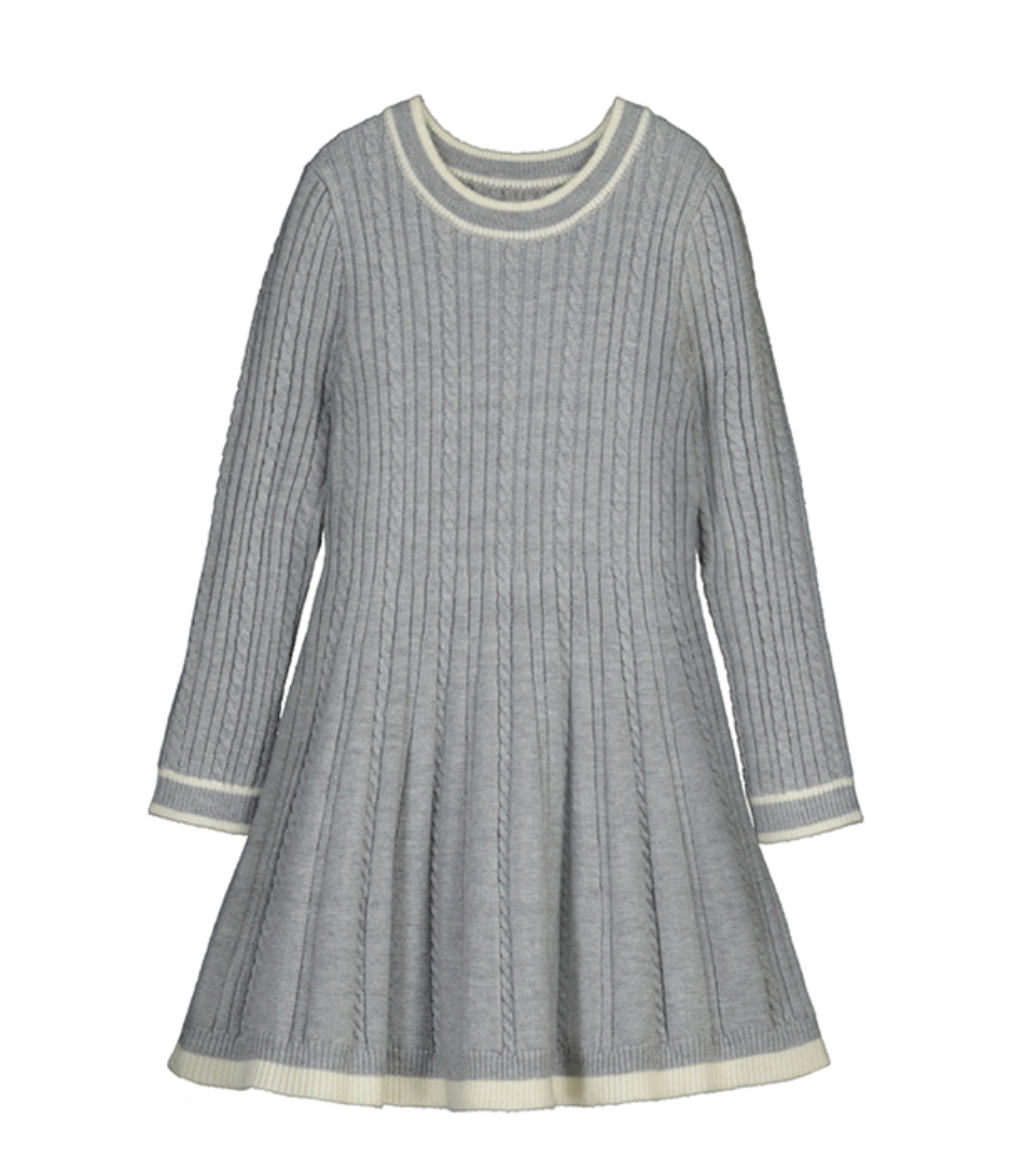Mayoral Cable Knit Sweater Dress in Gray