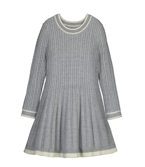 Mayoral Cable Knit Sweater Dress in Gray
