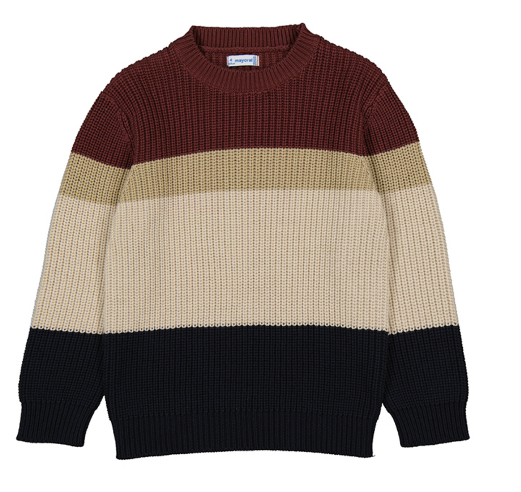 Mayoral Pullover Sweater in Chocolate Stripe