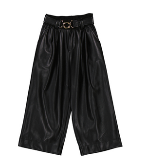 Mayoral Wide Leg Leatherette Pant in Black