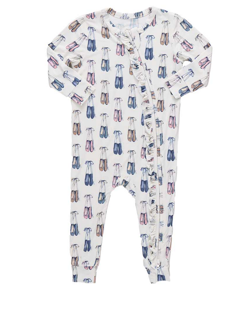 Pink Chicken Bamboo Ruffle Romper in Ballet Slippers
