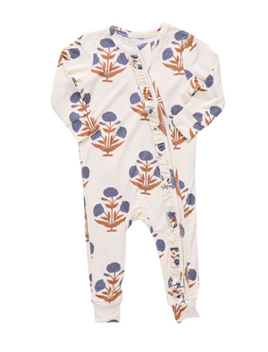 Pink Chicken Bamboo Ruffle Romper in Dandelion