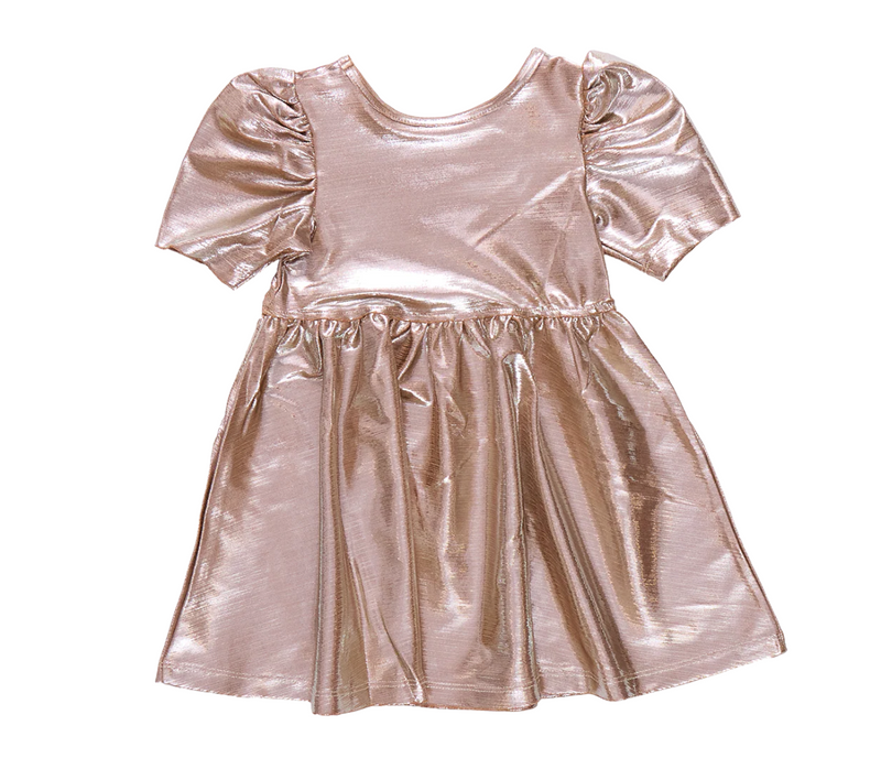 Pink Chicken Laurie Dress in Champagne Lamé