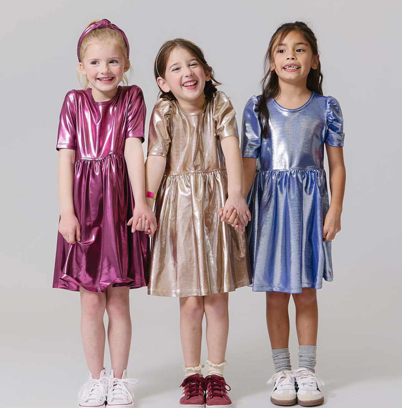 Pink Chicken Laurie Dress in Champagne Lamé