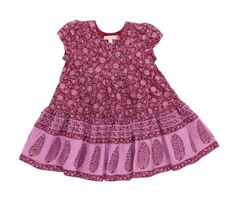 Pink Chicken Adele Dress in Burgundy Garden Floral