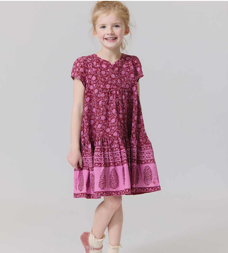 Pink Chicken Adele Dress in Burgundy Garden Floral