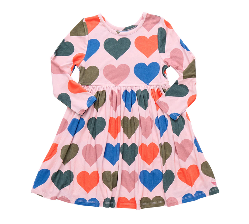 Pink Chicken Bamboo Steph Dress in Oversized Hearts