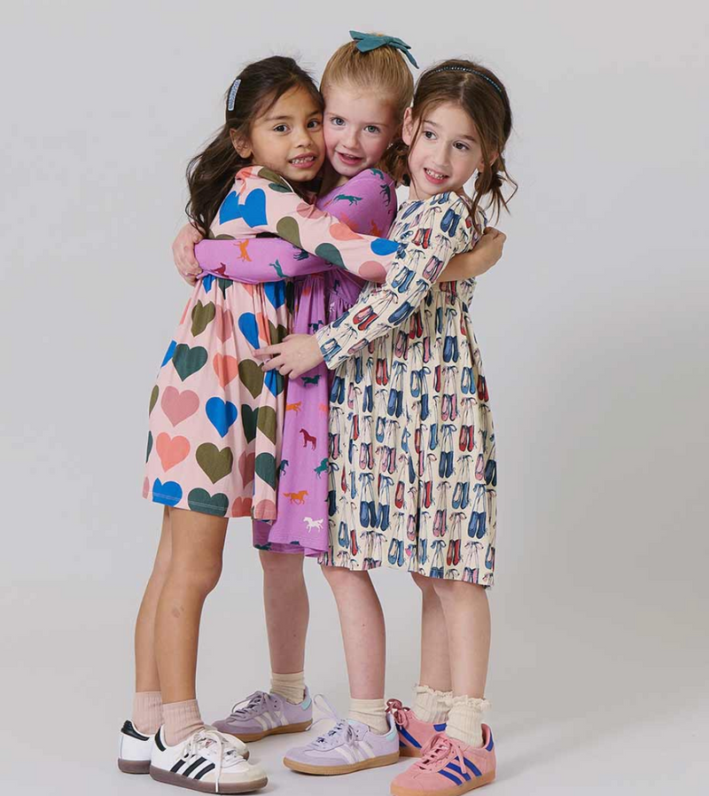 Pink Chicken Bamboo Steph Dress in Oversized Hearts
